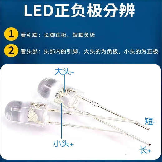 Noran LED small light bulb light-emitting diode 3MM 5 kinds of red, green, yellow, white and blue, 20 pcs each, total 100 pcs (1 pack)