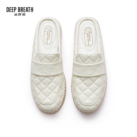 DEEP BREATH深呼吸女鞋休闲通勤百搭穆勒拖鞋渔夫鞋女AX11154 白 36