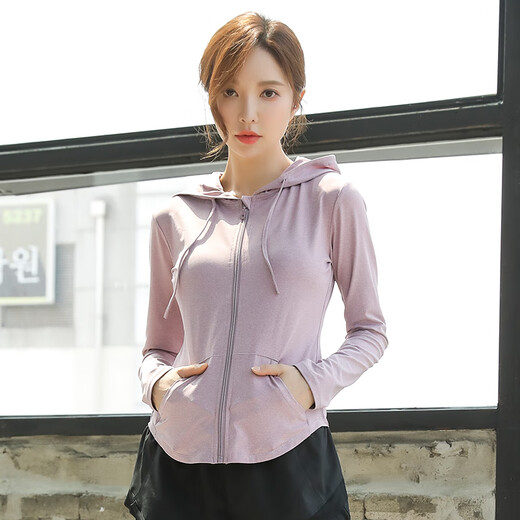 Dovanlian Yoga Wear Jacket Women's Spring and Autumn Slim Quick-Drying Fitness Wear Long-Sleeved Top Zipper Cardigan Morning Running Sports Sweater W03 Pink Jacket+8866 Pink Short Sleeve+8863 L