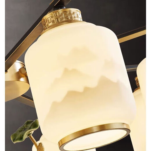 HAOYUNMA Zhongshan lighting flagship Zhongshan Foshan Chinese chandelier living room lamp hall Chinese Phoenix Zen villa lighting restaurant iron art 8-head ceiling diameter 82*height 38cm-three