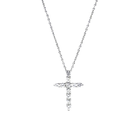 Fat Donglai's same moissanite 18/k gold necklace 18/K gold cross necklace Women's light luxury yellow l gold and silver diamond Full diamond cross necklace 18/Kl gold