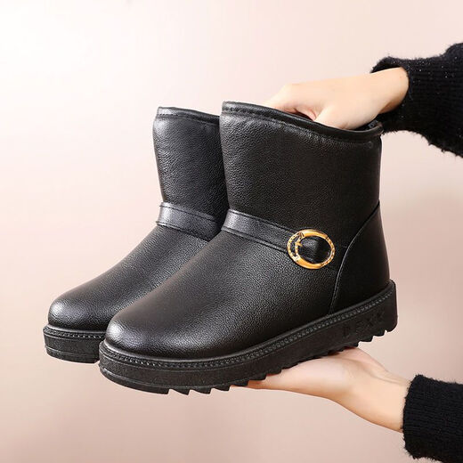 
Warm snow boots for women military fans supplies waterproof short boots plus velvet thickened mother cotton boots military training supplies anti-slip winter thick sole middle-aged and elderly cotton shoes black 806 41 standard code