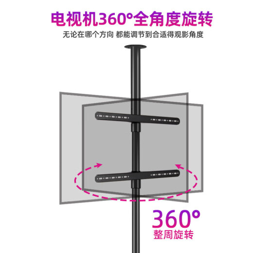 双幼电视多面旋转支架360度免打孔挂架快餐商店汽车4S店售楼部展厅架 落地底盘款立柱固定高度1390mm