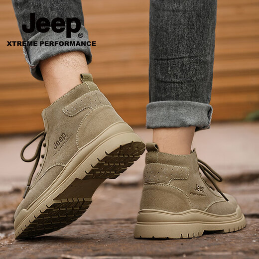 Jeep Martin Boots Herrenschuhe für Sommer Neue Retro-Arbeitsschuhe für Männer für Herren High Top plus Samt verdickte warme Baumwollschuhe für eine Single-Layer-Schicht für Männer [Standard-Lederschuhgröße] 40