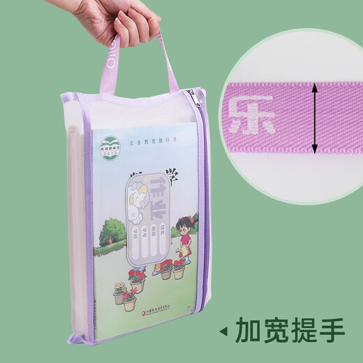 递乐A4文件袋大容量拉链袋学生网纱试卷学科目分类袋收纳作业资料补习袋 三层1484 作业款 三层网纱补习袋 作业款