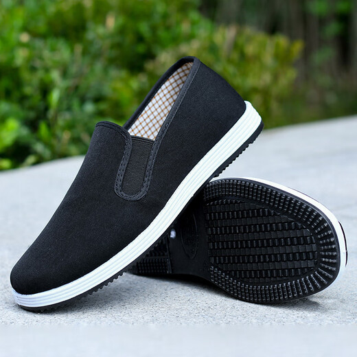 Chaussures en tissu de vieilles Pékin traditionnelles pour les chaussures célibataires résistantes à l'usure antidérapante pour les hommes avec des chaussures en tissu noir décontractées Sole 40
