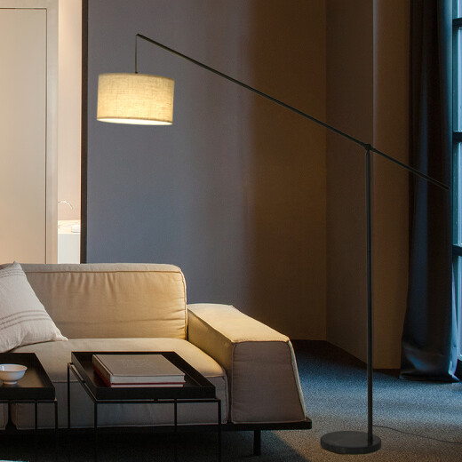 Floor-standing lamp eye protection lamp full spectrum vertical desk lamp piano lamp bedroom fishing lamp sofa living room atmosphere light 1047 hemp lampshade + 12W remote control lamp