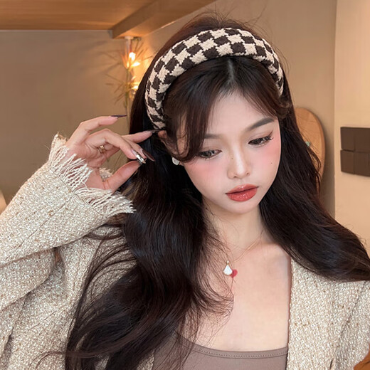 Bo Naling high skull headband Maillard style autumn and winter retro face wash and hair comb hair accessories high-end wide-brimmed Hong Kong style headband Maillard headband 2 pieces