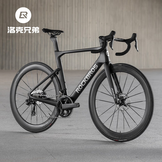 洛克兄弟（ROCKBROS）公路车碳纤维T700自行车气动破风105电变弯把碟刹竞赛车 钻石黑消光 电子变速R7170大套 定制尺寸请联系客服