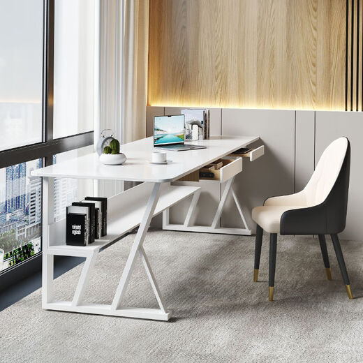 Slate long table against wall partition desk balcony narrow table study room living room large long workbench office computer table Pandora slate golden tripod 100*40*75