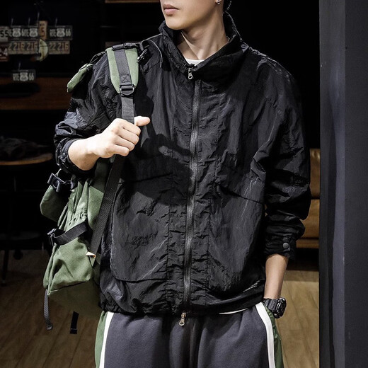 OLJ light luxury high-end brand summer quick-drying fishing sun protection clothing men's loose outdoor travel mountaineering sports sun protection clothing black M 100-120Jin Jin equals 0.5 kg