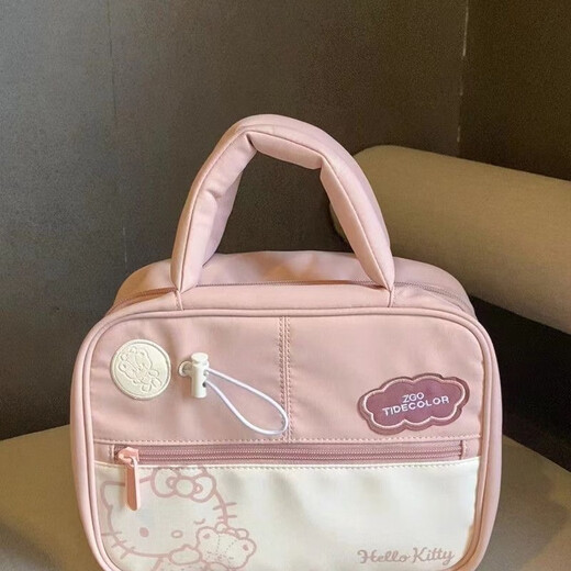 Meikejie hellokitty co-branded Hello Kitty cosmetic bag Sanrio cute handbag large capacity portable storage bag for women Hello Kitty toiletry bag (waterproof) original version (collection + follow for priority delivery)