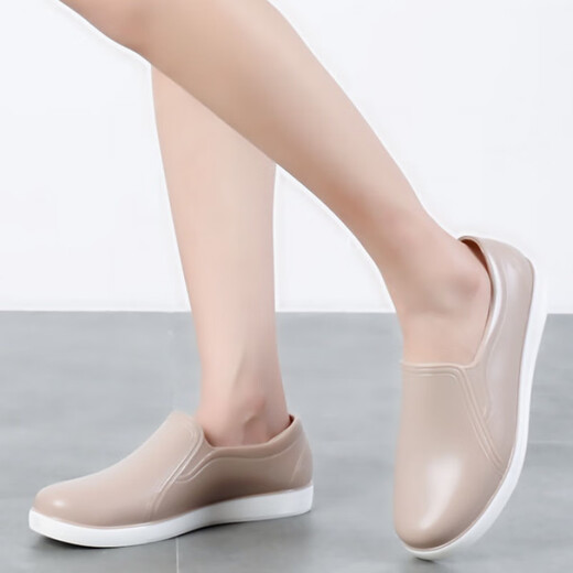 淇丝蔓春秋休闲胶鞋女浅口低帮雨鞋女短筒防滑防水耐磨女士工作单鞋厨房 时尚款黑色 偏大一码，配鞋垫 40