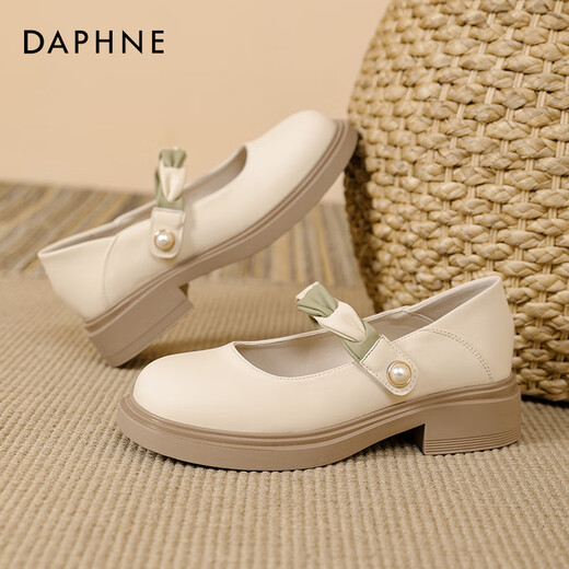 Daphne French Mary Jane Women's Shoes 2025 New Summer Light Mouth Single Smase Wind Wind Wind Slow Sole Tacones Tacones altos zapatos de cuero Color de albarico