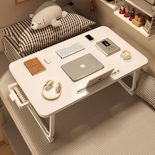 Nifeng bed folding computer table notebook bedroom dining desk study lazy bay window office writing tablet small table tea white length 70*width 48*height 32CM flat style