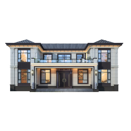 墅小宅B1289农村新款二层新中式自建房设计图纸网红别墅CAD建筑施工图 成品图纸(全套)