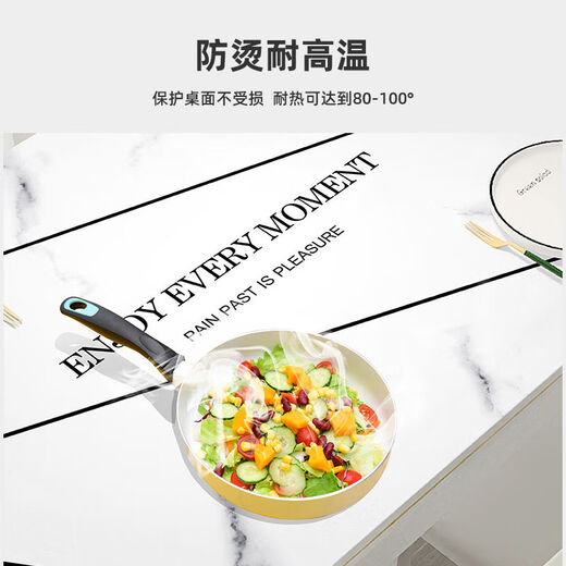 Bo Ling Lu light luxury high-end table mat tablecloth rectangular waterproof and oil-proof thickened anti-scalding heat insulation wipeable no-wash tea table table mat blue flower 80*160cm hot sale