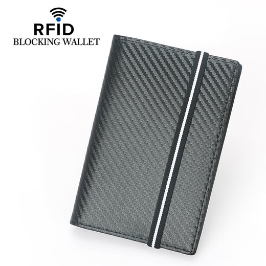 Weiltili新款RFID护照本创意 头层牛皮松紧带多卡位证件包 登机卡套护照证 TQ-312碳纤维纤配真皮【黑色无盒