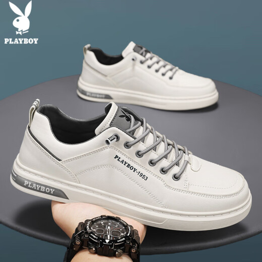 Playboy (Playboy) Herrenschuhe Herren 2025 Sommer lässige Schuhe Herren Trendy Board Shoes Herren Modegeschäft weiße Schuhe Beige 42