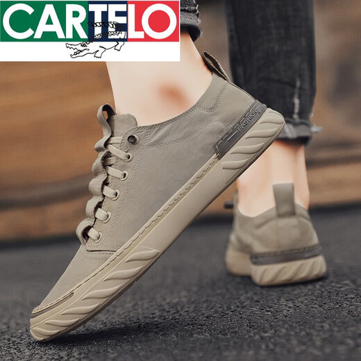 
CARTELO brand men's shoes summer ice silk canvas breathable chef kitchen work non-slip black board shoes labor protection trendy shoes [W838] black 40