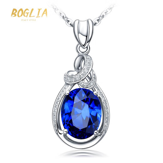 BOGLIA brand necklace for women, tanzanite inlaid with diamonds, 18 gold K pendant, clavicle chain, Christmas birthday gift for wife, 2.10 carat tanzanite pendant, 4A grade, customized in 7 working days
