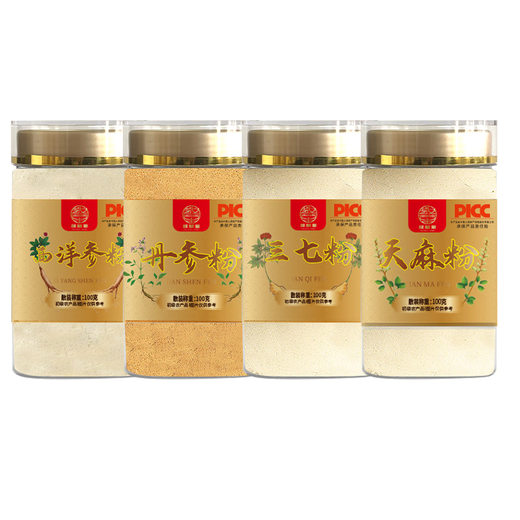故草堂四宝粉西洋参三七丹参天麻组合装粉质细腻营养健康冲泡100g瓶装 4瓶(西洋参粉*1丹参粉*1三七粉*1天麻粉*1)