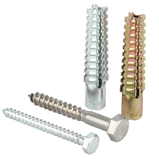 Guwanji iron sawtooth gecko expansion screw metal expansion pipe nail anti-loosening cement wall lightweight brick hollow brick self-tapping screw fastener collection M6x32 20 pieces blue and white zinc single tube