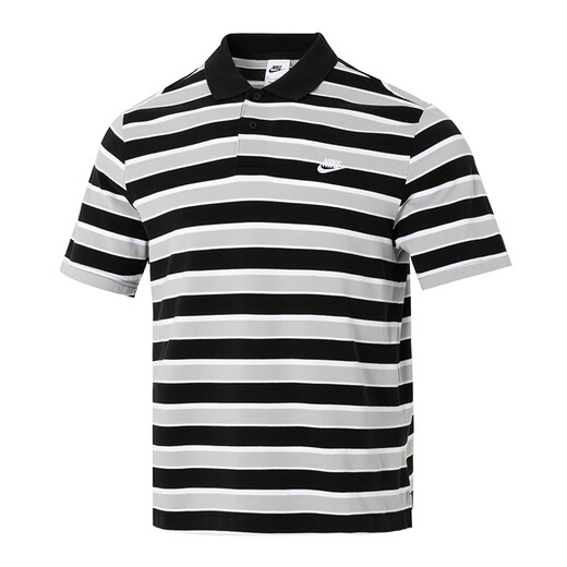 
Nike (NIKE) T-shirt men's tops New autumn casual lapel breathable cotton polo shirt sportswear short-sleeved FN3897-010/all cotton/black and white stripes M (170/88A)
