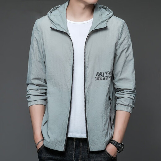 
NOSSKISS light luxury brand sun protection clothes for men in summer thin breathable loose hooded sun protection clothes 2025 new model HN9928BST mist blue 2XL 185/120