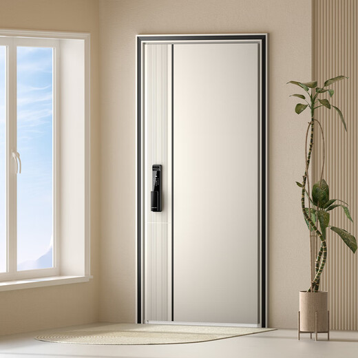 OUDILE NEUER CREM -STYLE -Klasse A Security Door Eingangstür + verdickte Zinklegierung versteckter Scharnier Haushaltssicherheitstür Muttertür mechanisches Schloss 2250*1050