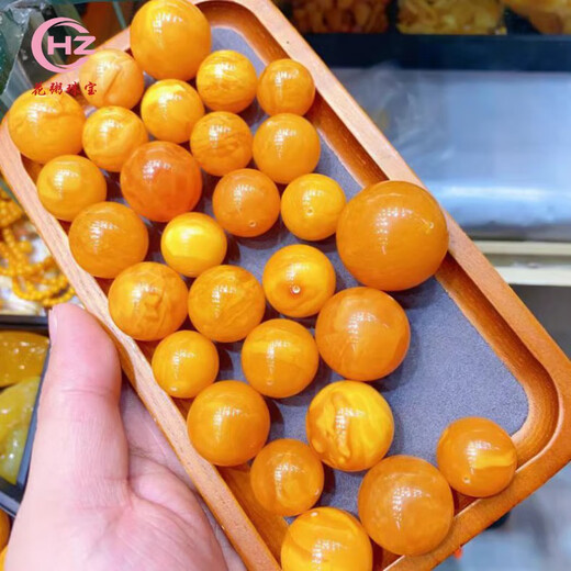 Flower porridge natural old beeswax round beads loose beads chicken oil yellow beeswax can be used in a variety of ways to decorate waist top beads pair of beads 6mm single