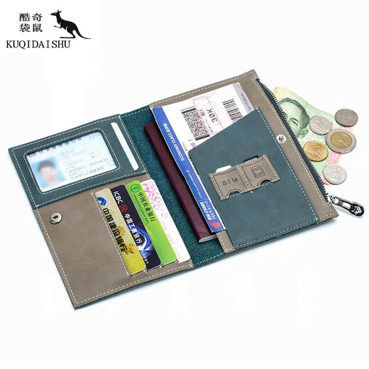 Bolsa de pasaporte de canguro fresco hombres de cuero genuino de cuero y mujer billetera antirrobo de viaje multifuncional clip de boleto de aire de aire