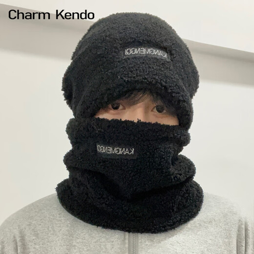 
Charm Kendo official website hat men autumn and winter plus velvet thickened warm scarf riding outdoor men pull-out hat birthday gift for boyfriend dark gray
