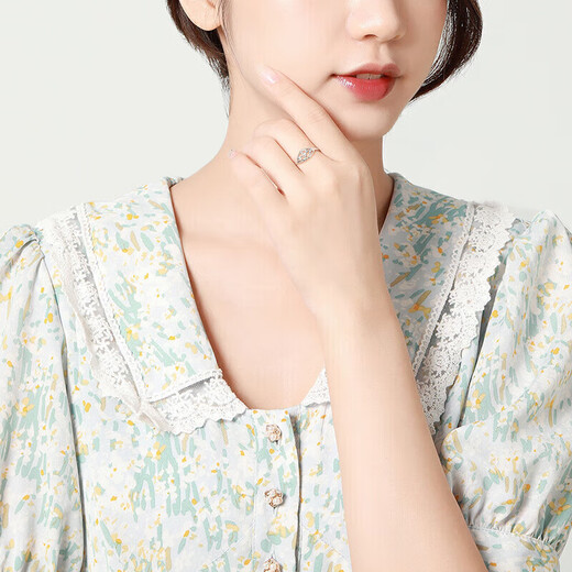 Mengjinyuan platinum ring PT950 leaf platinum ring car flower colorful brushed index finger ring tail ring women's gift