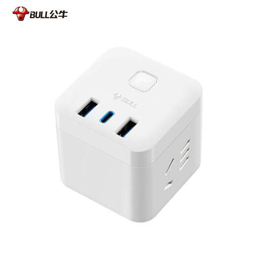 Bull (BULL) Rubik's Cube Peak-Buchse, vertikale Digitalanzeige, Konverter, Steckdosenleiste, USB-Smart-Schnelllade-Anschlussplatine, Smart-One-Turn-Multi-Adapter, 20-W-Schnellladung | Kabelloser Zauberwürfel Weiß UU2203W