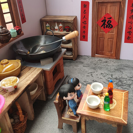 Babyjianle Kinder Mini Küche Spielhaus Kochspielzeug wirklich gekochte hölzerne Simulationsküchenware Einrichten Aktualisieren großer Herd Cesson 3