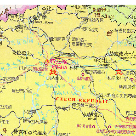 2023新款 波兰 捷克 斯洛伐克 匈牙利 中文版 交通 海报 13590cm（高X宽） 相纸（有配送专业胶不伤墙）