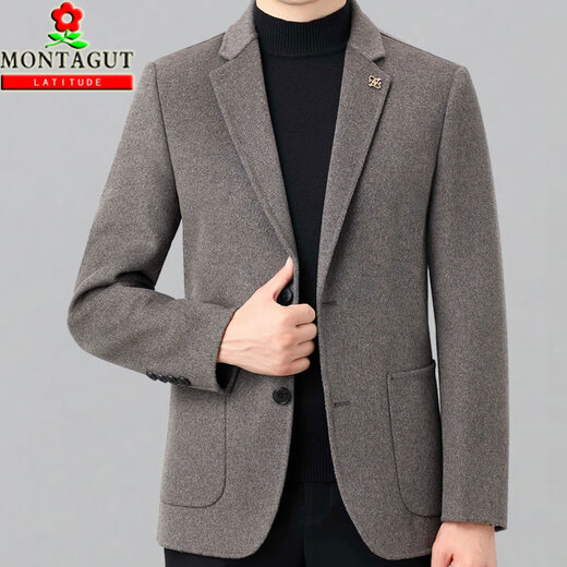 Montagut Casual Wool Suit Men's Jacket Men's Spring and Autumn Style Style Corean Cashmere Cashmere Tweed Traje de alta gama 3291 Styles: Dark Grey 170/48