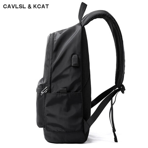 CavlslKcat双肩包男士背包休闲旅行笔记本电脑包轻便大容量初高中大学生书包 黑色16寸 31*16*48cm