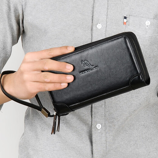 Kangaroo Men's Wallet 2024 New Fashion Long Long Zipper Multi-fonction sac à main Sac Carte de cartes de grande capacité Brown Trendy Brown