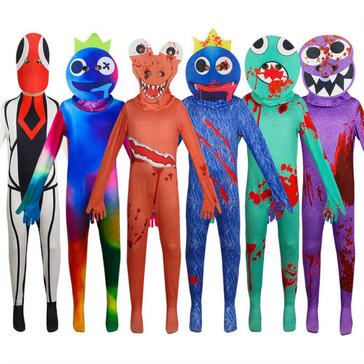 Aoyanlai Halloween Rainbow Friends cos clothes blue little monster costume jumpsuit Rainbow Friends cos costumes Rainbow Ant-Man with headgear 110