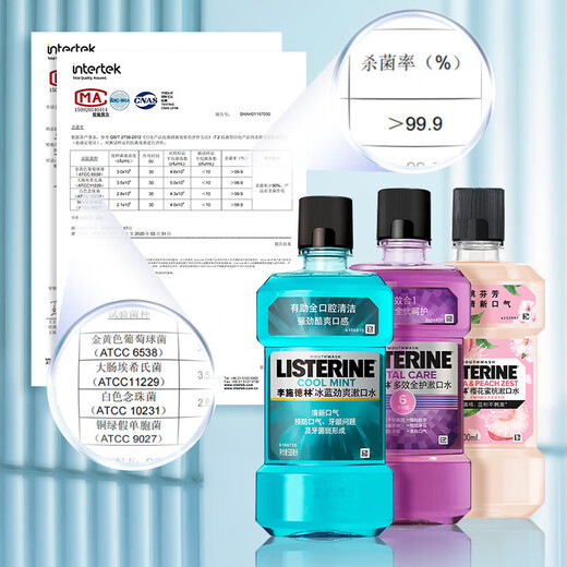 Listerine Mouthwash Ice Blue Refreshing Flavor Fresh Breath Deep Cleansing 500mL