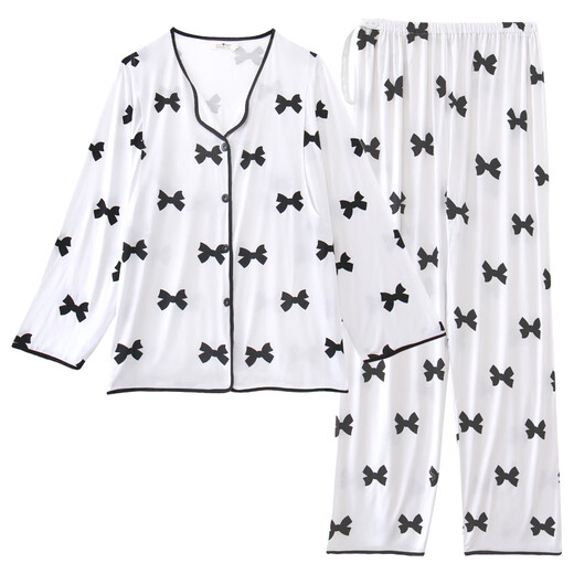 Langsha Modal Cotton Comsement Summer Thin Thin послеродовый кормящий грудью беременных женщин пижамы весна и осенние мамы грудью грудью.