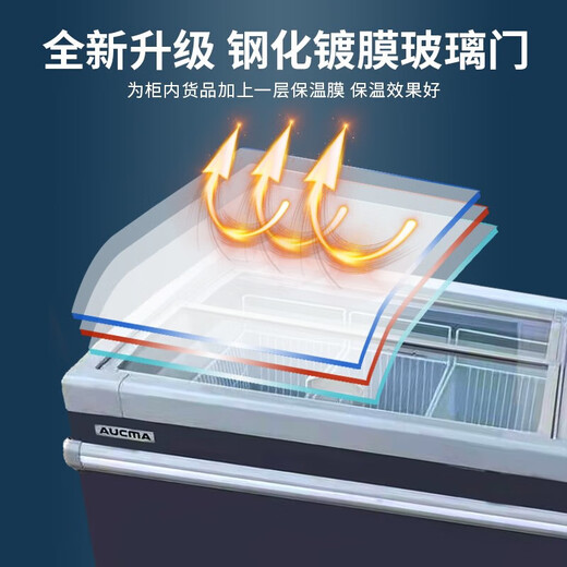 澳柯玛商用展示冷柜岛柜大容量展示冰柜制冷市组合岛柜展示柜冰柜保鲜冰箱玻璃门冻品丸子牛肉雪糕柜 IHCF-D2008VA687升2米直柜