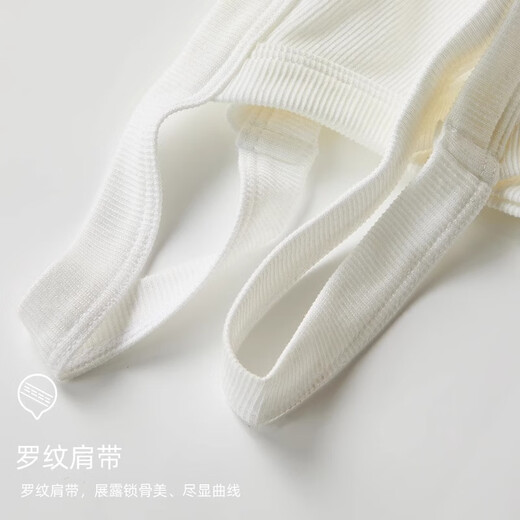 浪莎（LangSha）2件吊带背心女士春夏季修身白色百搭外穿打底内搭上衣 白色+黑色 L