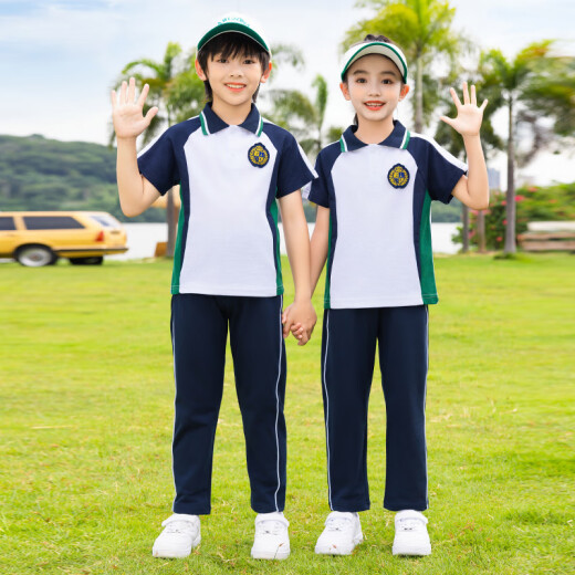 芯时代团体服初中小学生短袖长裤两件套三年级班服T恤长裤幼儿园幼师工 6627套装【短袖+长裤】 150