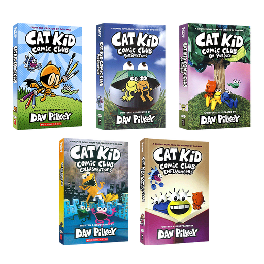 Original Inglés Inglés Cat Kid Comic Club Little Pittie's Comic Club 12345 Detective Det Detective con el autor Dav Pilkey de más de 6 años Little Pittie's Comic Club 1-5 sets