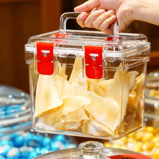 Caja de sellado a mano a prueba de humedad frasco de grado sellado de alimentos bienes secos Tangerine Almacenamiento de almacenamiento de almacenamiento de almacenamiento transparente Glue de pescado de té 8.5L Hebilla roja 9755