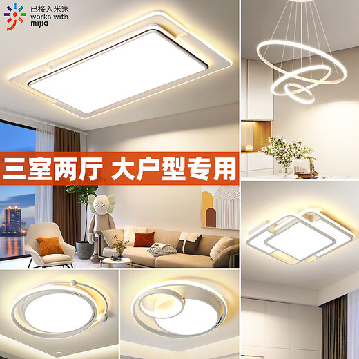 Yongzhi lamps whole house package combination living room headlights, super bright, luxurious and atmospheric smart lamps, Foshan, Zhongshan, Guangdong, three bedrooms and two living rooms (with fans inside), full set (stepless dimming), supports Xiaoai classmates + remote