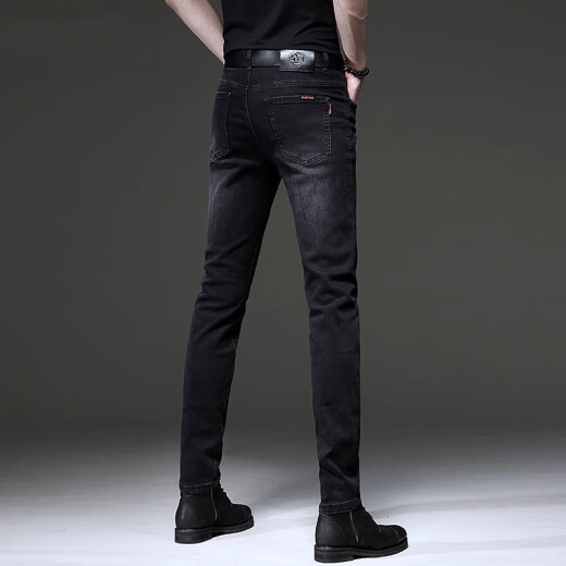 JASONWOOD高端品牌牛仔裤秋冬款男款小脚弹力男士中年爸爸装保暖裤子男装 1049灰色【现货速达】 XXS 29建议【100斤-110斤】